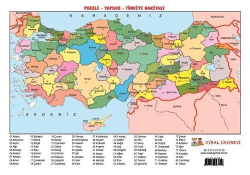 Yapboz 12 - Türkiye Haritası - Uysal Yayınevi - Selamkitap.com'da